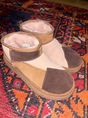 UGG Chestnut & Chocolate Suede Shearling Ankle Boots